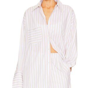 Cotton Poplin Stripe Oversized Shirt